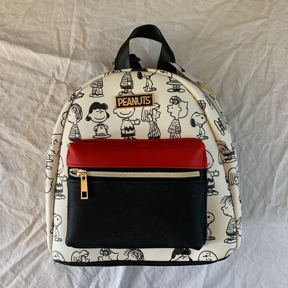 Peanuts Snoopy & Friends Mini Backpack NWT | Red‎ Black White Cartoon Print Bag main image 4